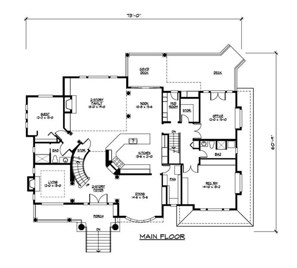 Floor Plan First Story of Luxury Plan #115-1191